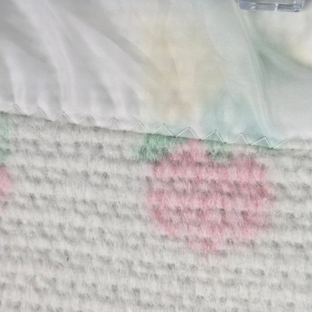 Vintage Baby Pepperell Blanket Pastel Floral Thermal Weave Satin Trim 36